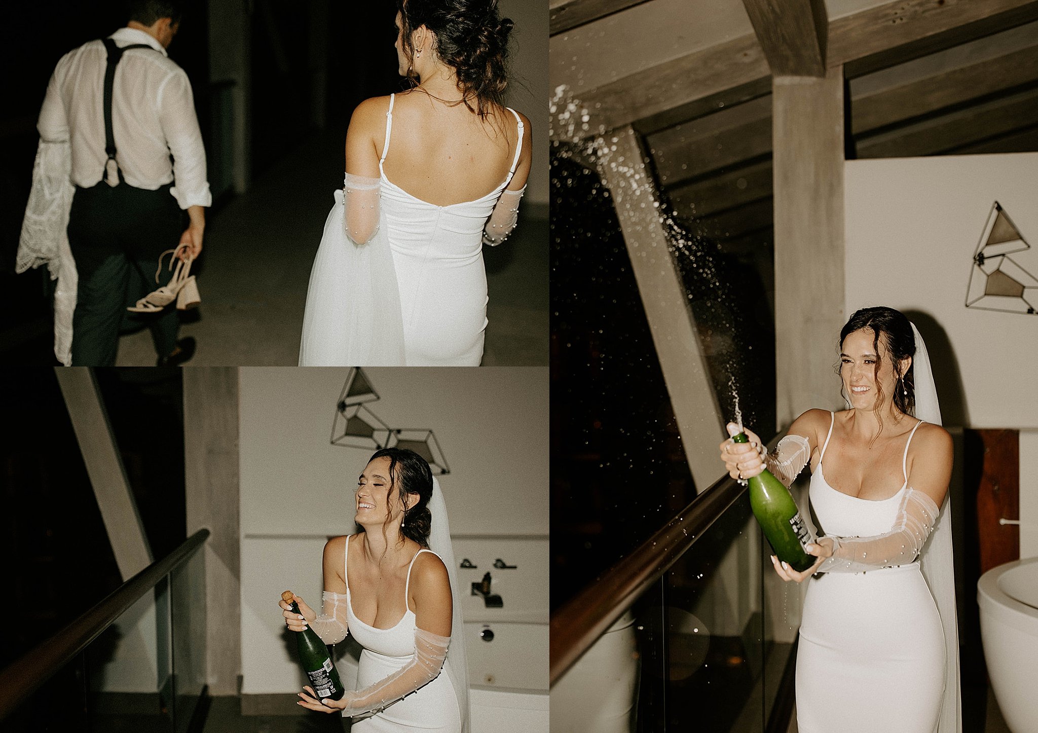  Bride sprays champagne and walks with groom in Quintana Roo 