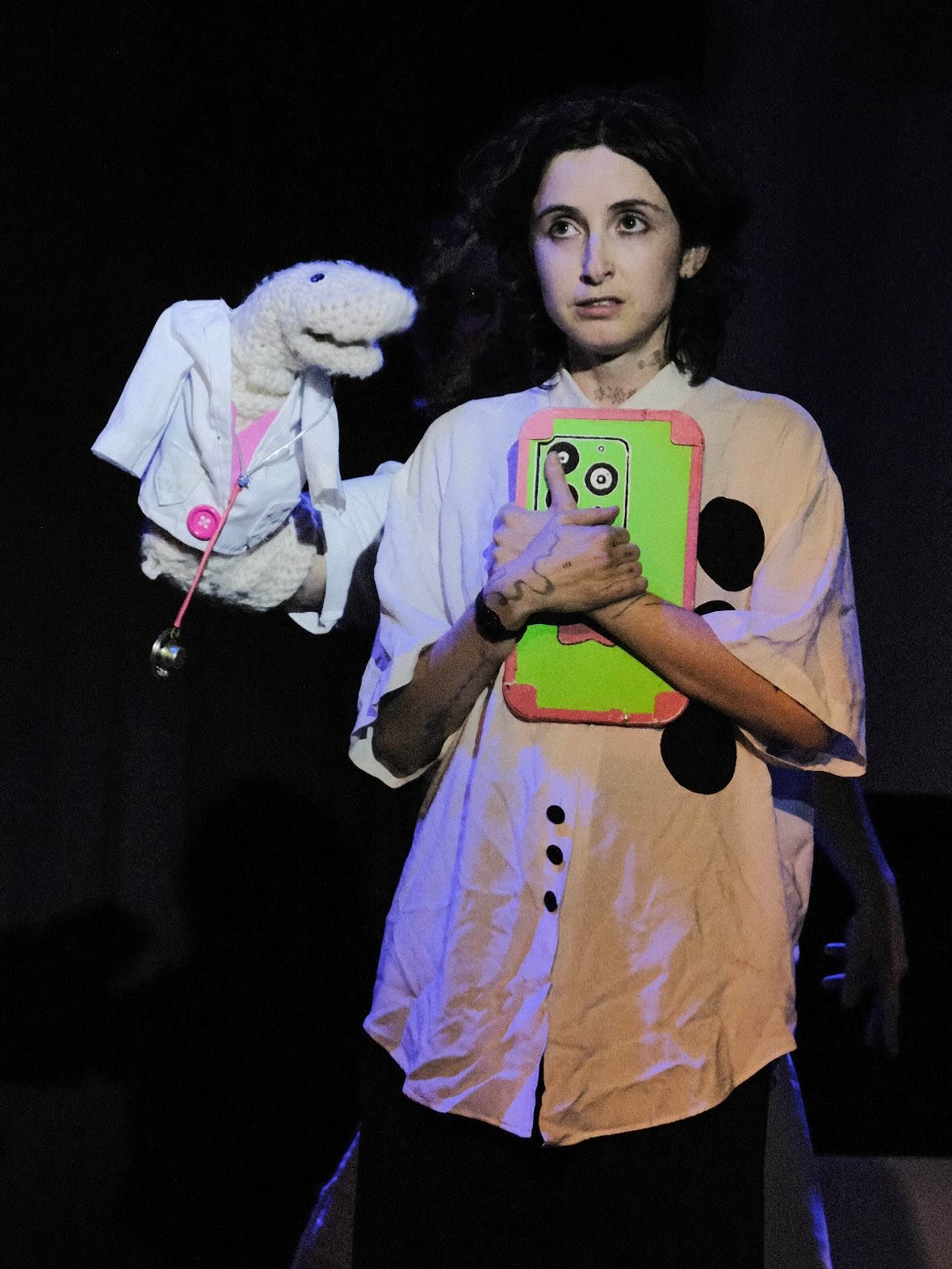 Squirm: A True Story
~A world premiere of a new musical by Mia Schachter~

A surreal, autobiographical, dark musical comedy about a nonbinary musician&rsquo;s codependent relationship with their tapeworm.
 
Starring Mia Schachter and Nick Hemerling
D