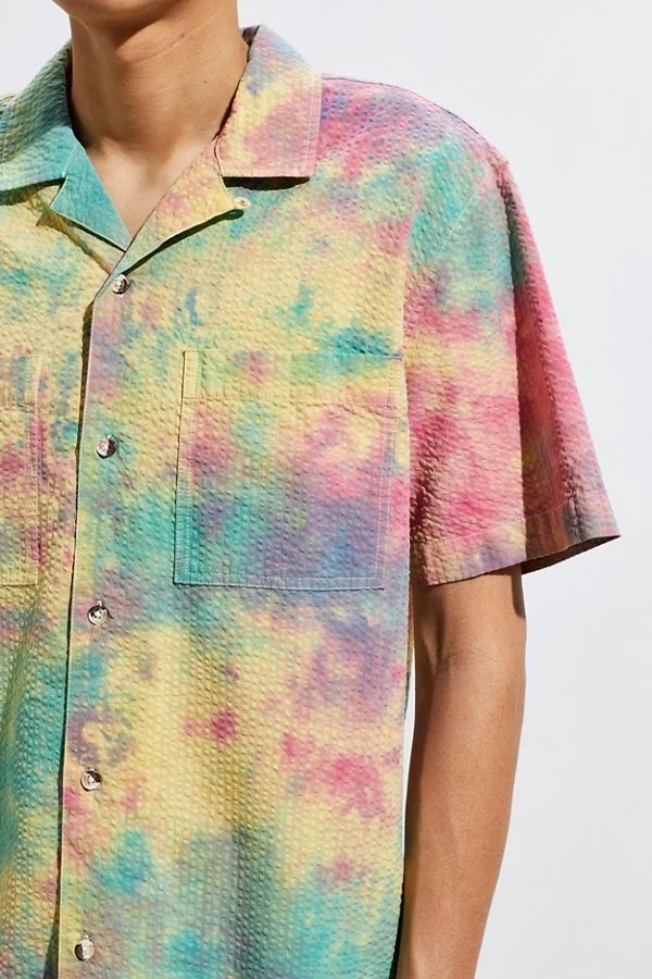 polo tie dye button down