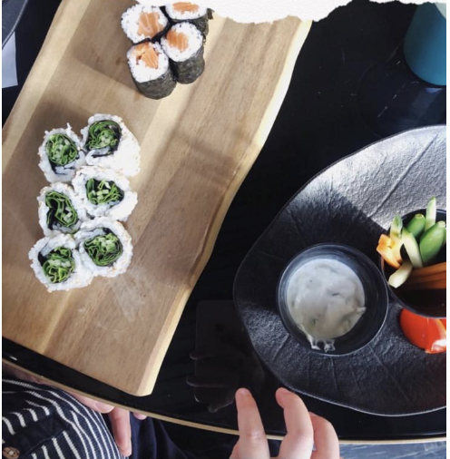Our little guests enjoying their first try at Sushi