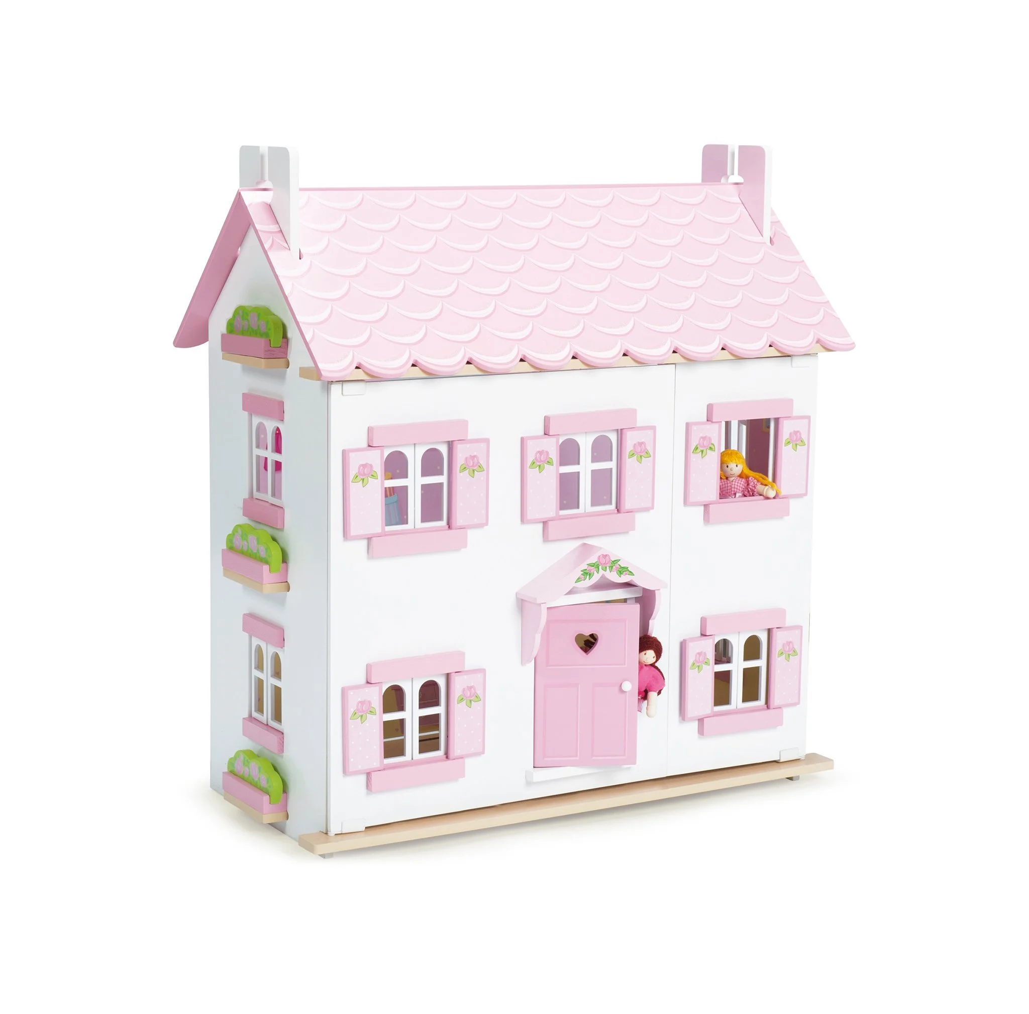 pink wooden dolls house