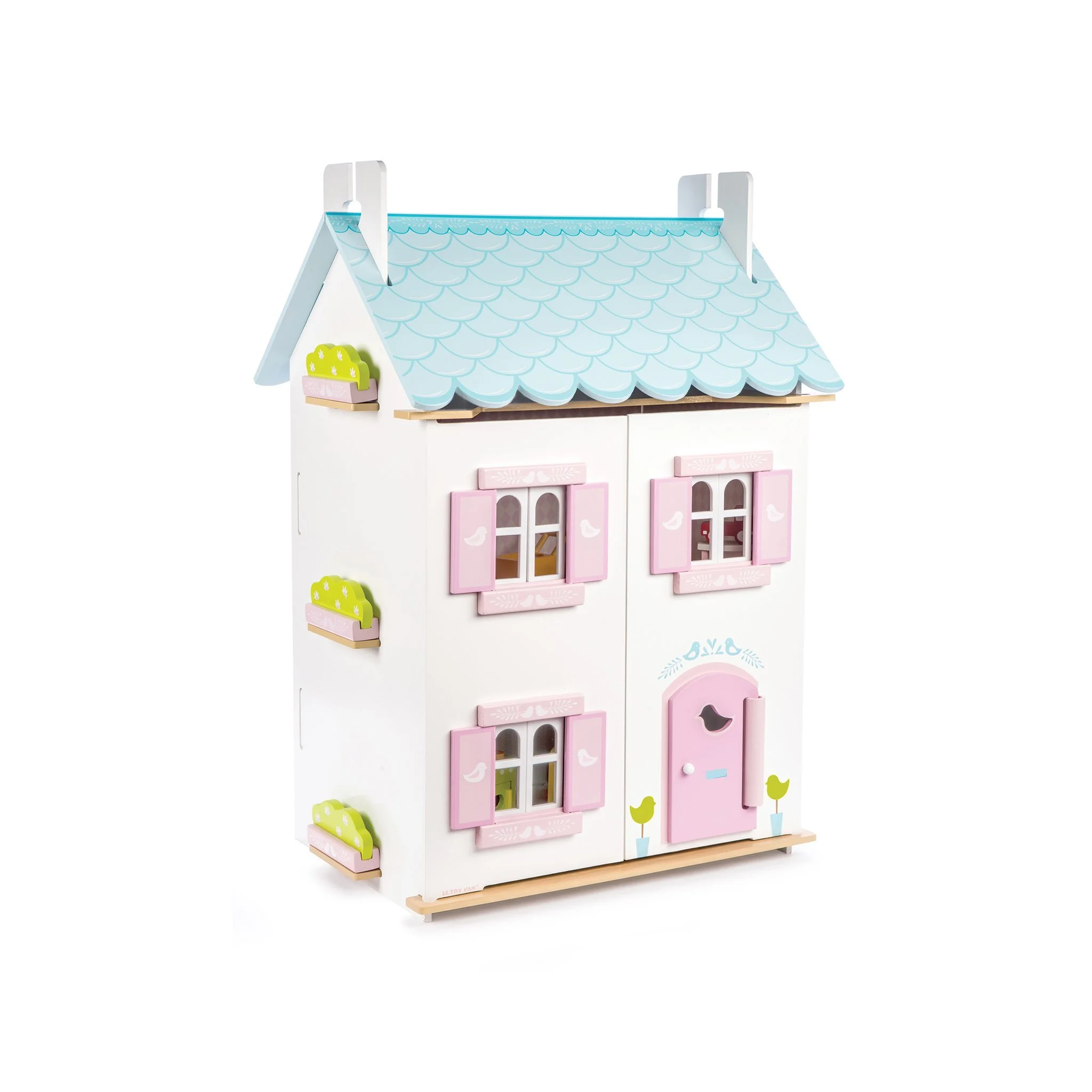 pink and white dolls house
