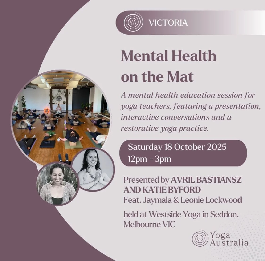 Collaboration - Join us on 18 October for this special workshop/event hosted by @yogaaustralia, @westsideyogaschool &amp;  @ktbyford 

For details and bookings go to www.yogaaustralia/Events 

I&rsquo;ll be presenting my new course - My Name Is Not &
