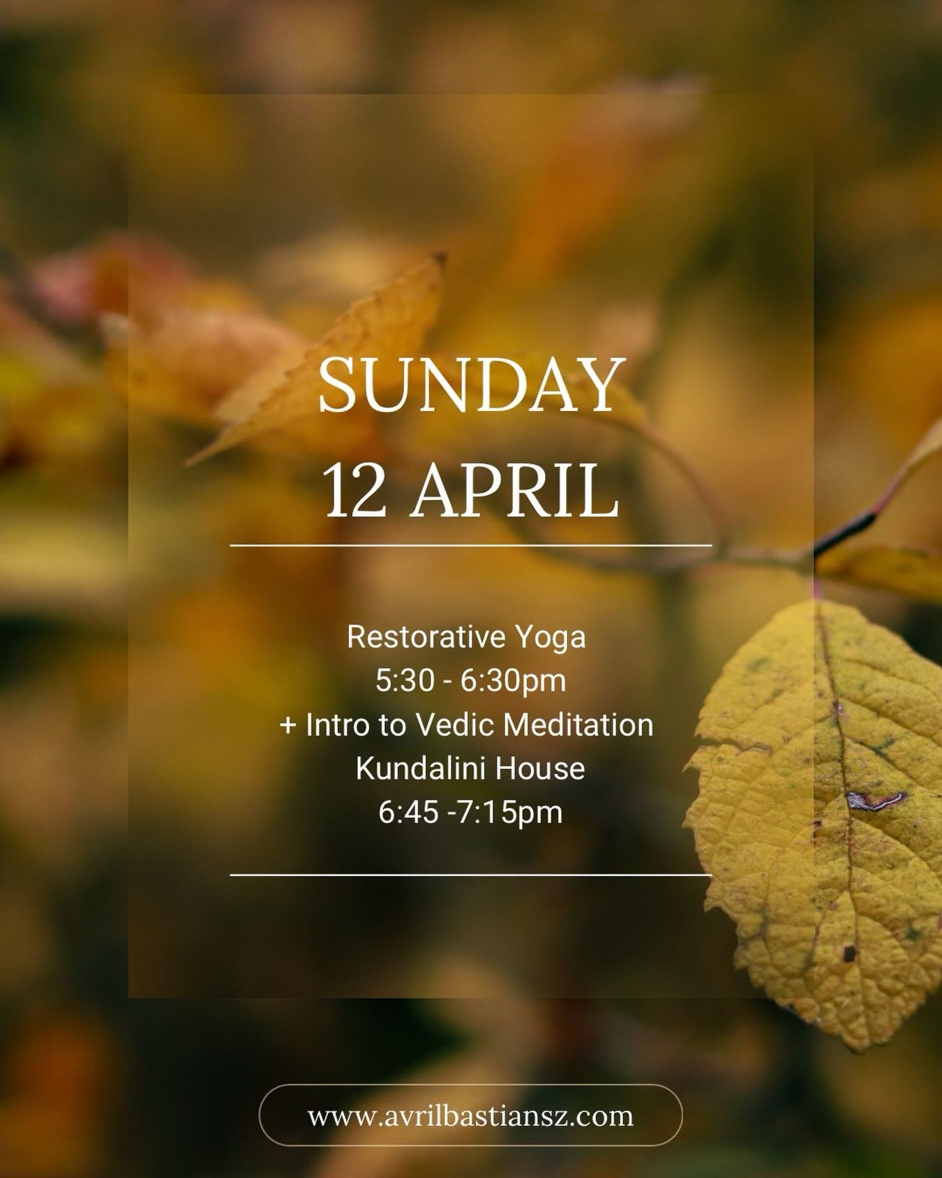 Sunday evenings at Kundalini House offer a space to slow down and return.

A restorative, yin-style practice to support rest and regulation, followed by a gentle introduction to Vedic meditation. Offered both in studio and online. 

A quiet closing o