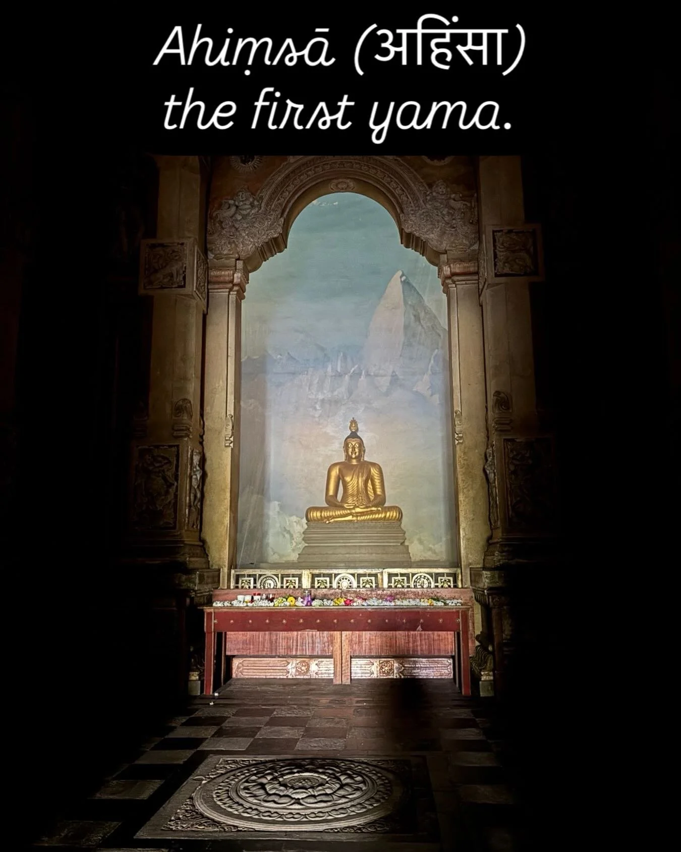 Ahiṃsā (अहिंसा) &mdash; the first yama.

Do no harm. Non violence

It begins with you.
In your practice.
In your everyday life.
In everything you do &mdash; in thought, word, and deed.

Ahiṃsā is not something we apply later.
It is where we begin.

I