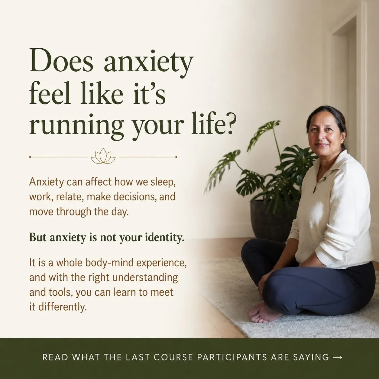 From Surviving to Thriving: My Name Is Not Anxious is an 8-week therapeutic course designed to support meaningful change over time.

This is not a one-off workshop or a single breathwork session.

It is a small-group therapeutic process where we meet