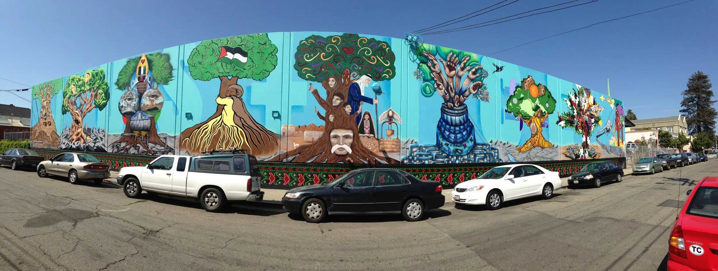 Full view of Oakland Palestine Solidarity Mural.