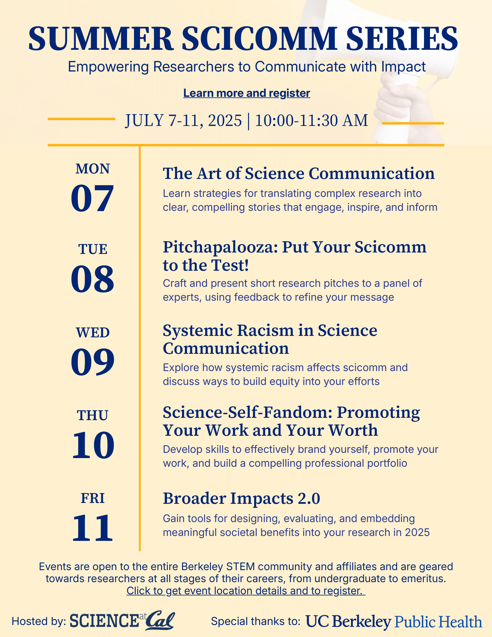 Science at Cal's Summer SciComm series 