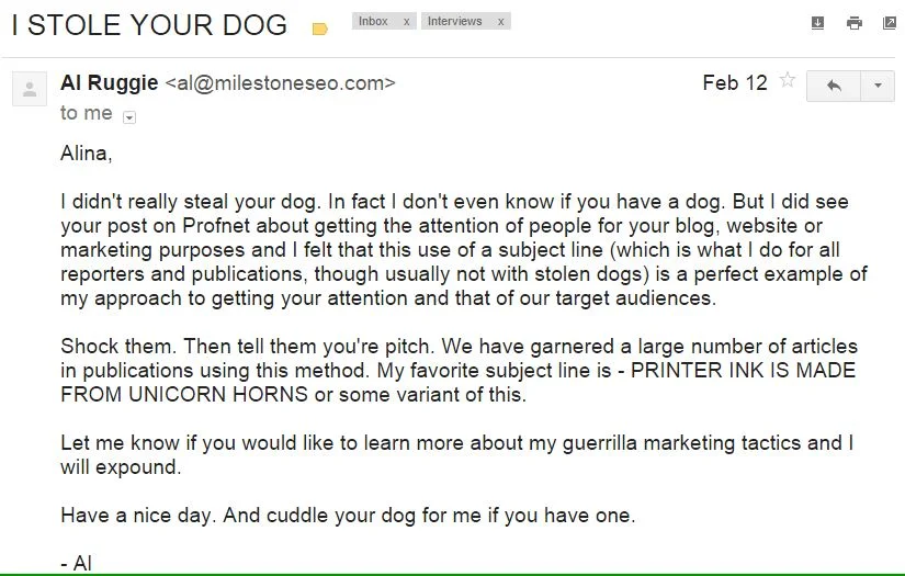 A great marketing email example