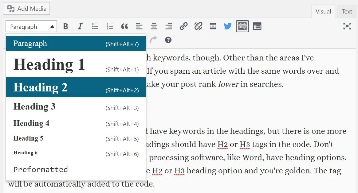 wordpress headings