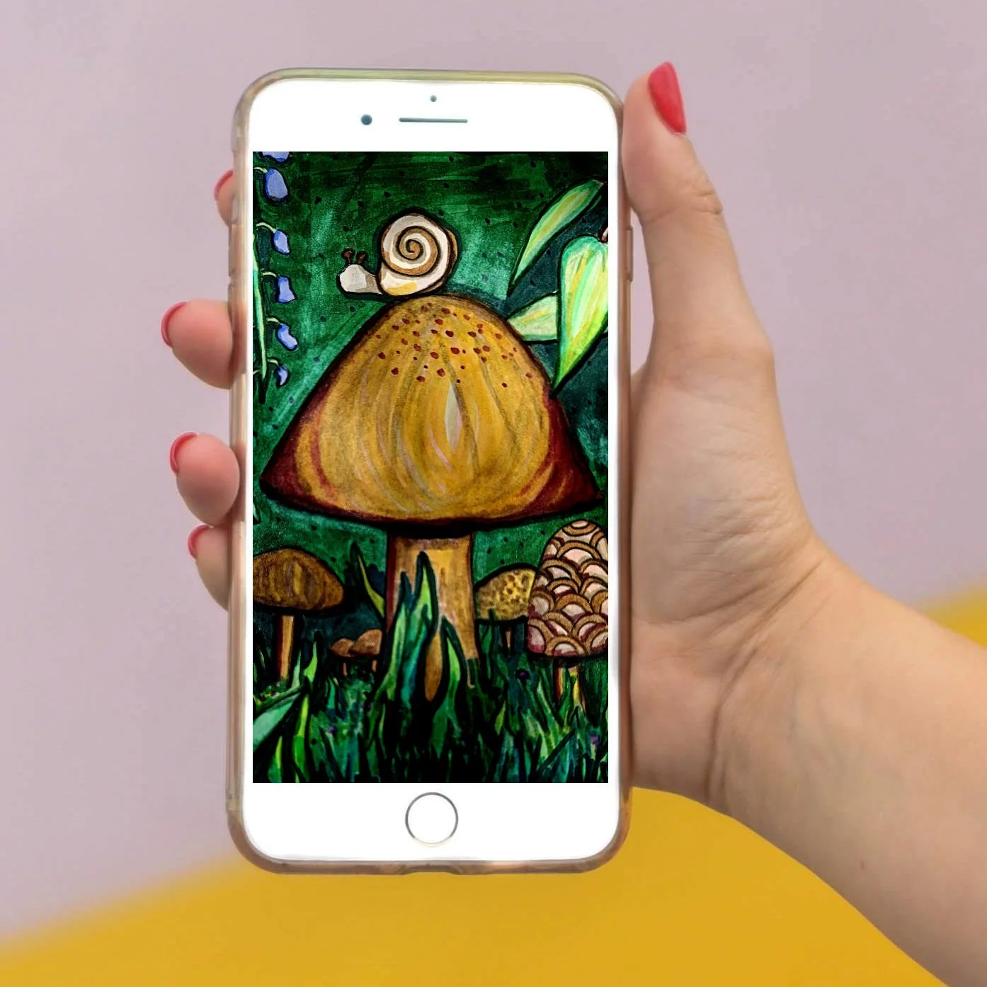 Snail on a Mushroom Phone Wallpaper.jpg
