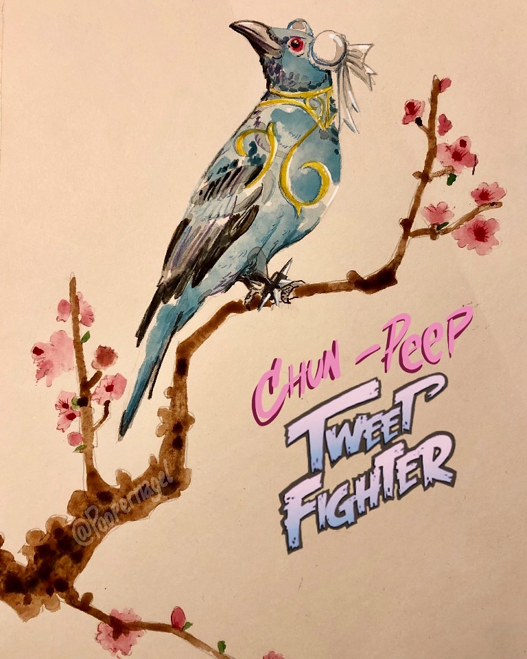 Chun Peep #tweetfighter Watercolor with digital titles