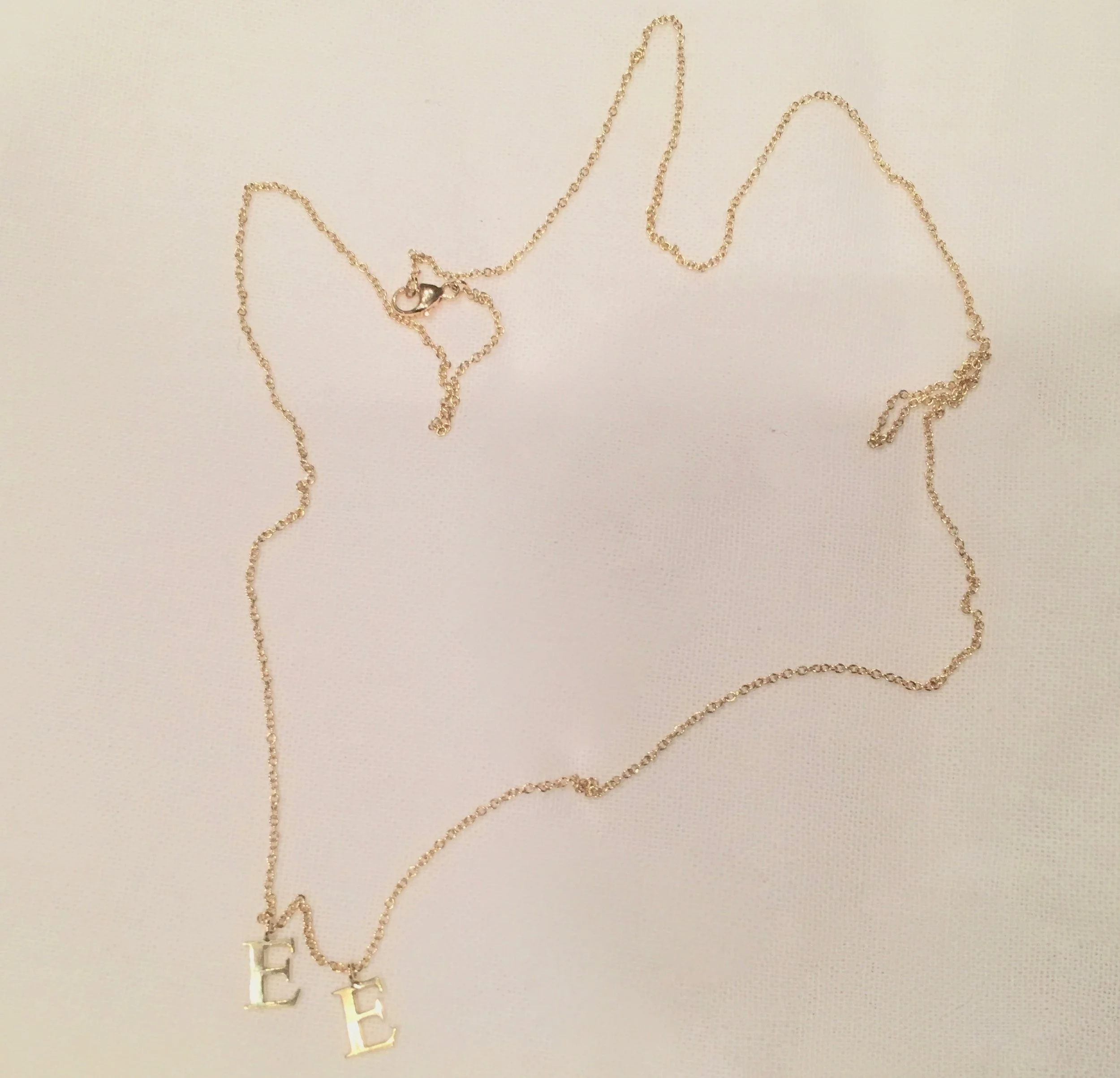 18k gold chain with custom E charms