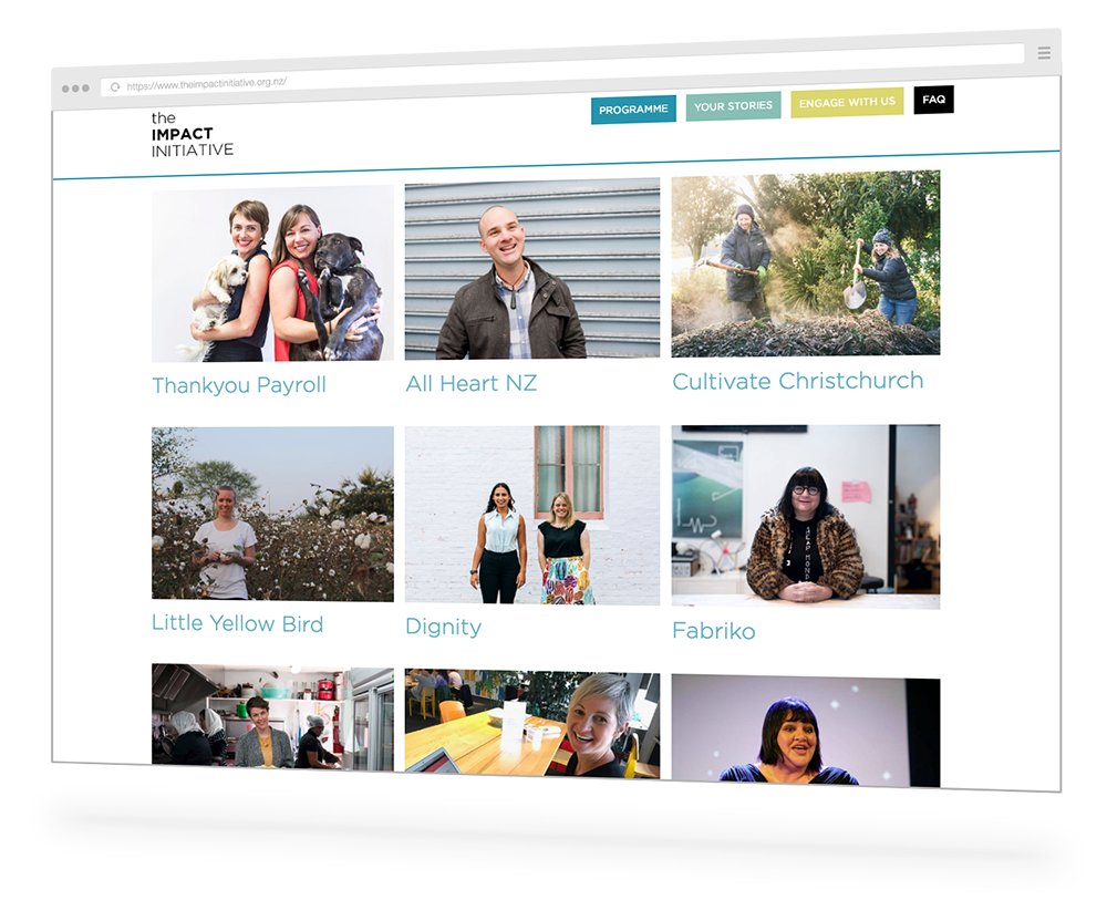 Website screen with colourful image grid