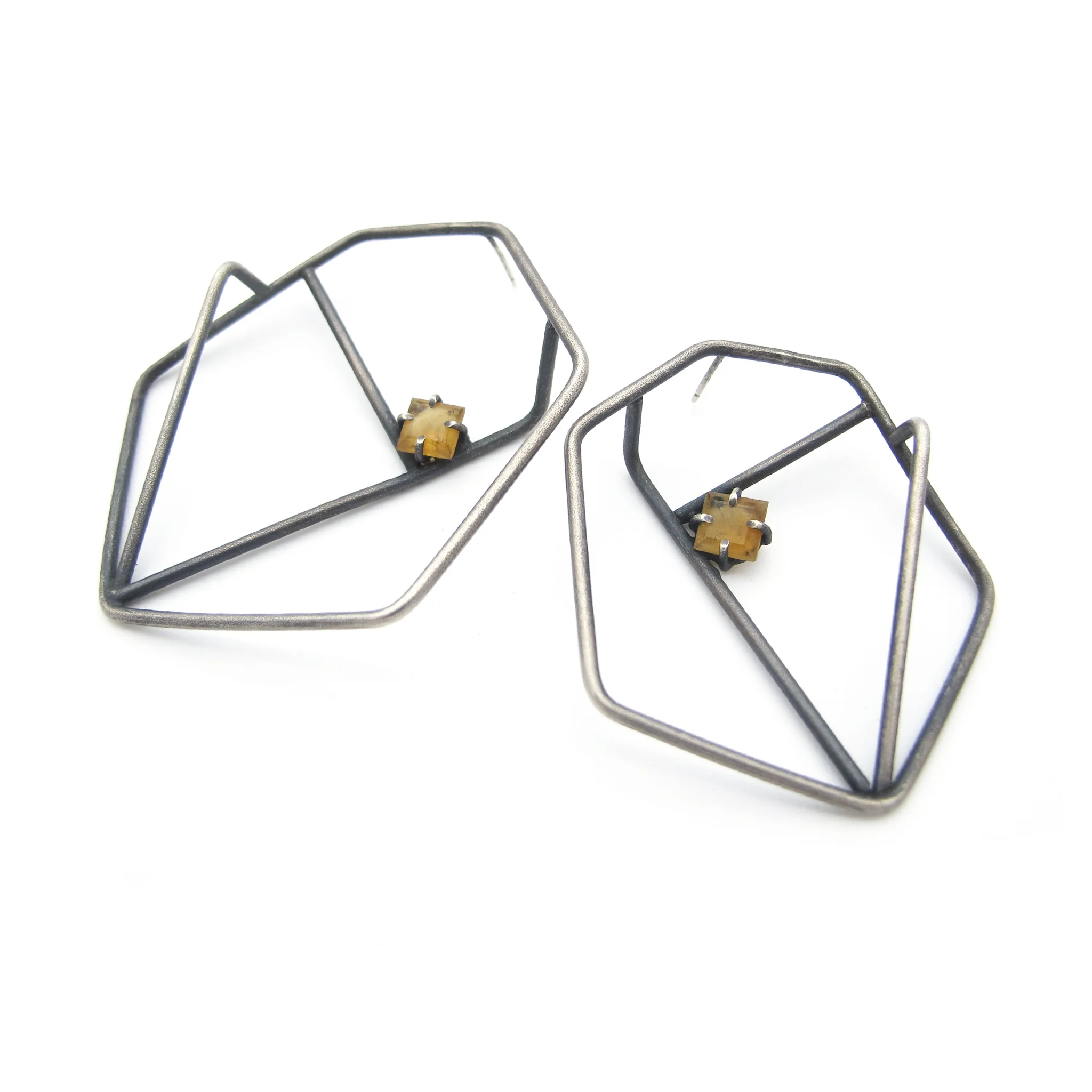 silver + citrine studs