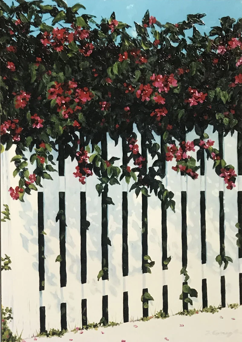 FS-Fence-Fence with Bougainvillea (vertical, oil).jpg