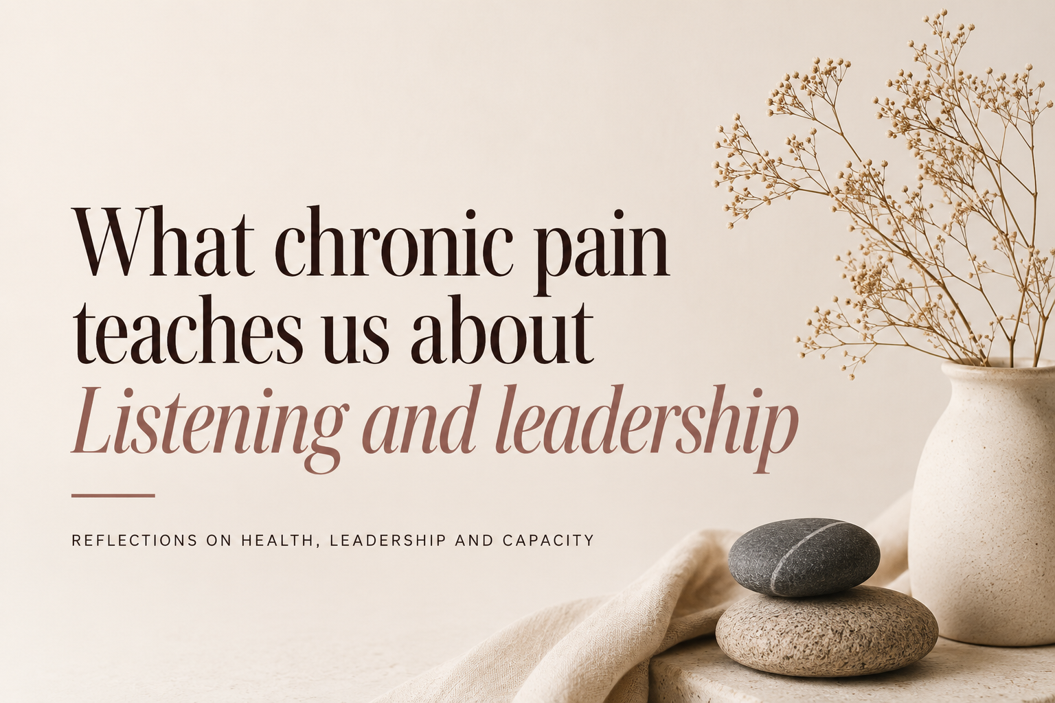       
  
      What Chronic Pain Teaches Us About Listening and Leadership    Living with chronic pain — particularly through conditions like endometriosis and perimenopause, teaches you very quickly that bodies don’t follow neat rules.  Symptoms fl