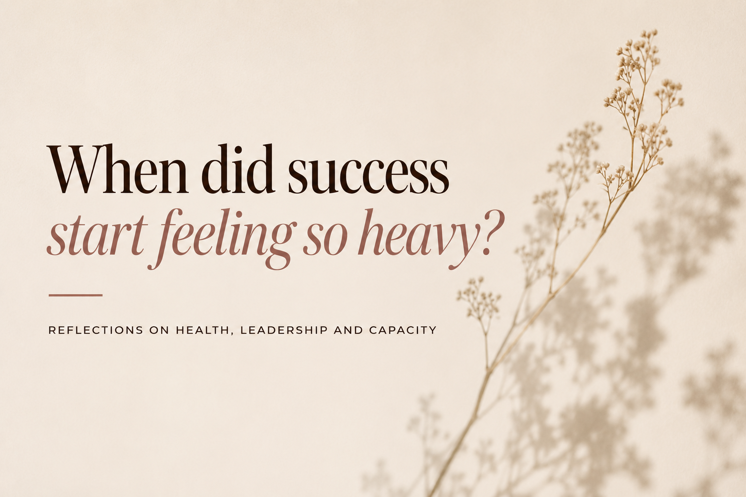       
  
     When did success start feeling so heavy?    For years I thought success meant proving how much I could carry.   Building the clinic.  Supporting the team.  Looking after patients.  Making the hard decisions.  Holding everything togethe
