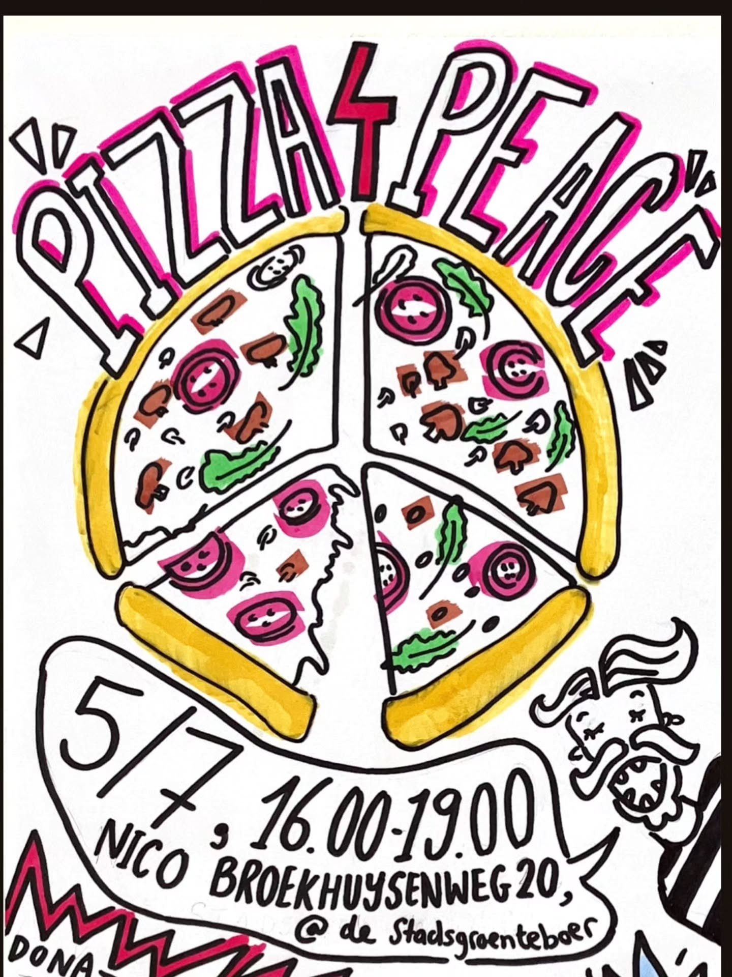 Join us for a gathering around the pizza oven on July 5th, 16:00&ndash;19:00 at Nico Broekhuysenweg 20 (@destadsgroenteboer). 

We're heartbroken by what's happening in the world and want to come together, take small action, and support those facing 