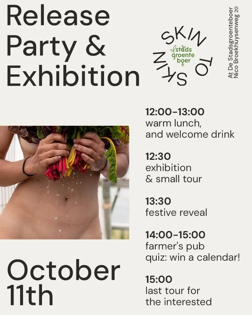 Are you joining this Saturday for the release of our Skin To Skin Nude calendar we made together with @marjolein_vinkenoog ? 
You will also get to admire the prints exhibited in the greenhouse, a warm soup and some drinks on the house - and you  can 