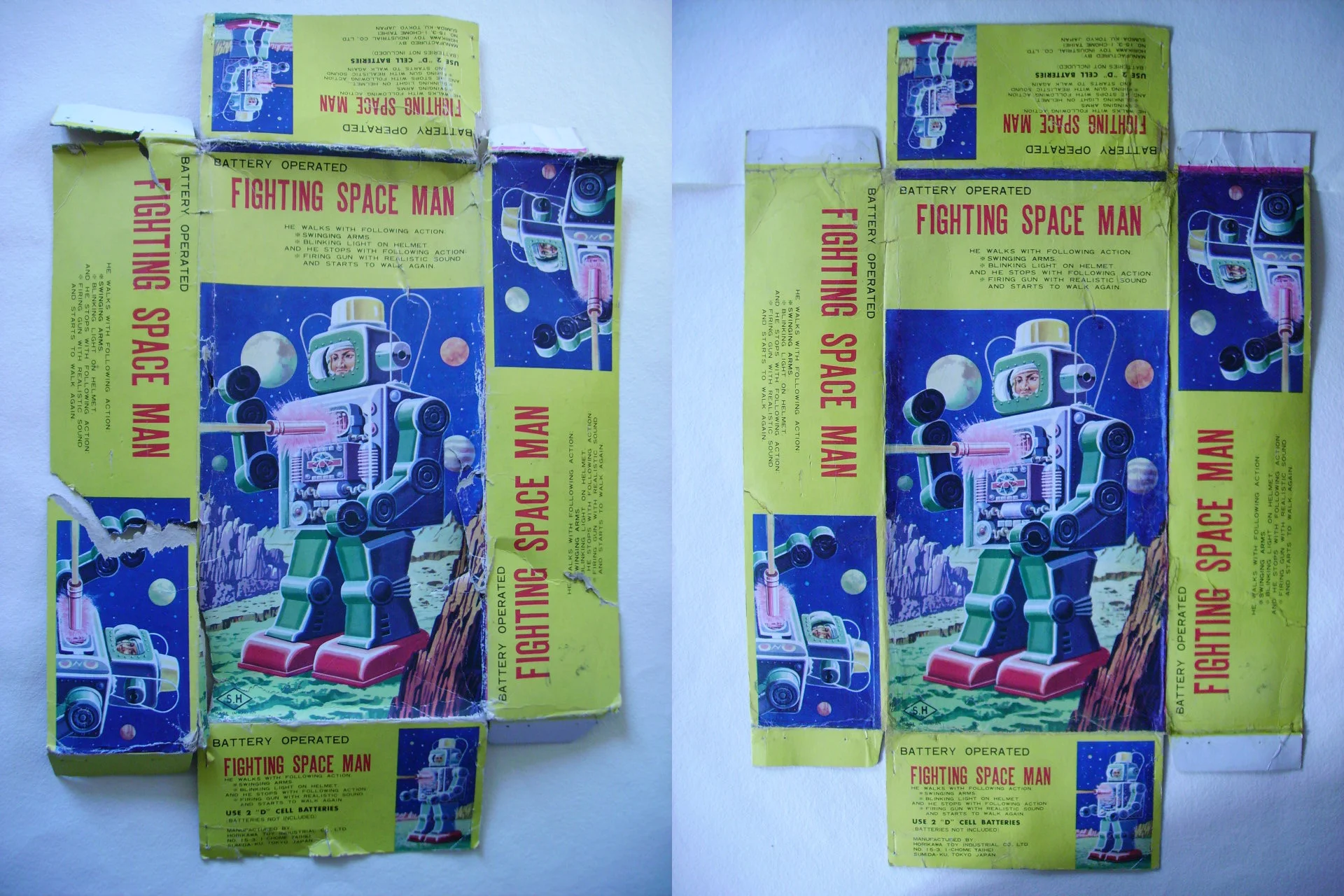 Restauro scatole originali per robot 1950