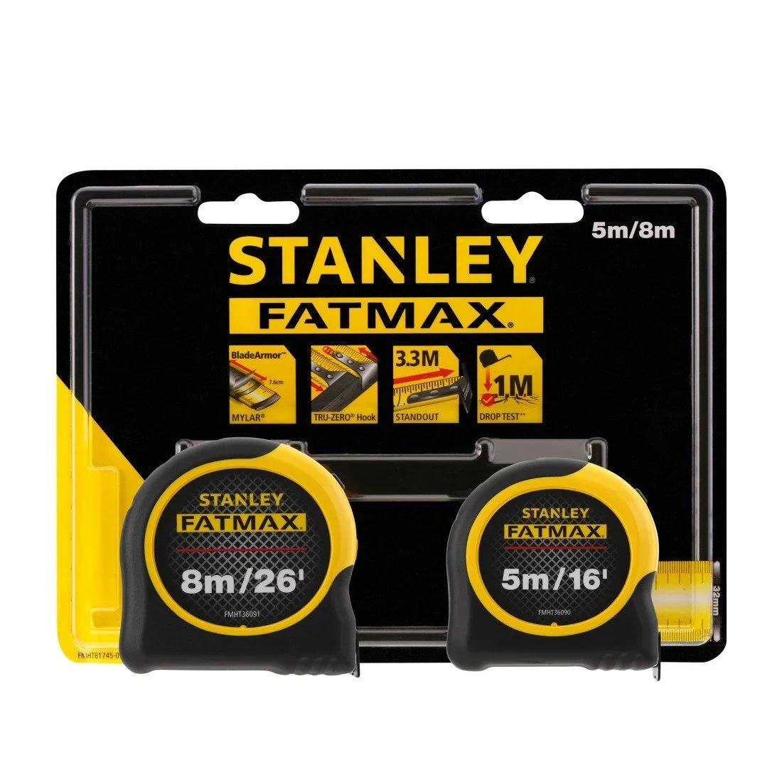 STANLEY FATMAX TAPE MEASURE TWIN PACK - 5M / 8M