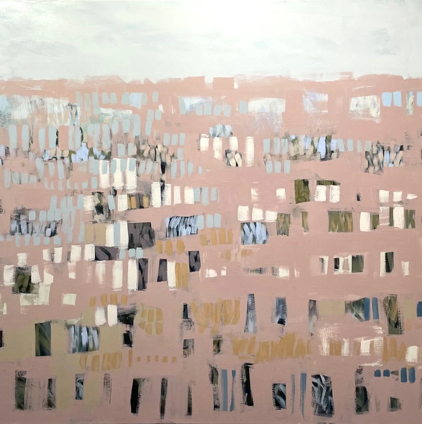 Pebbles abstract landscape painting by Claire Oxley