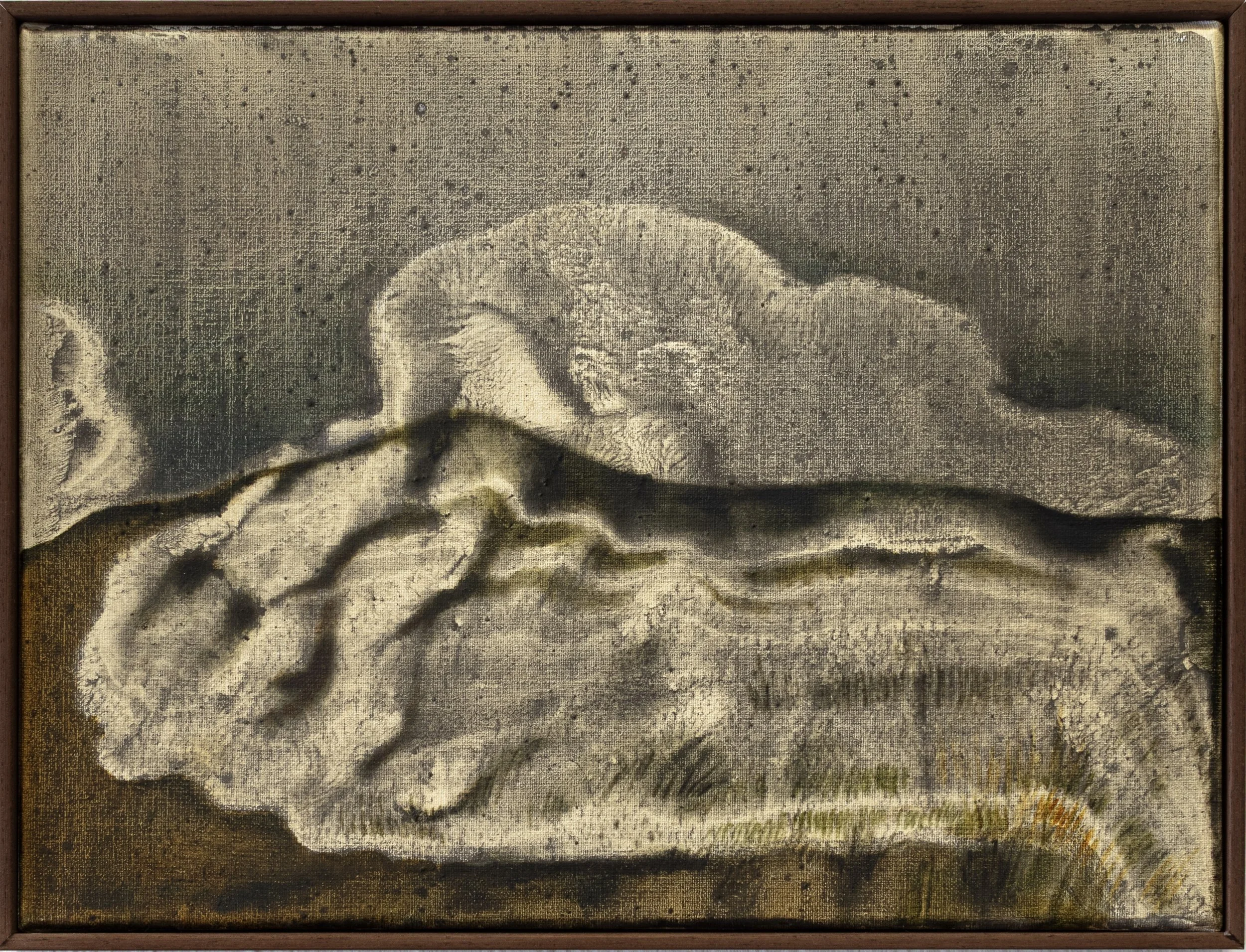 "Landscape of my Chest V"
Pigments, ashes, oil, oil stick on linen
30x40cm - framed 