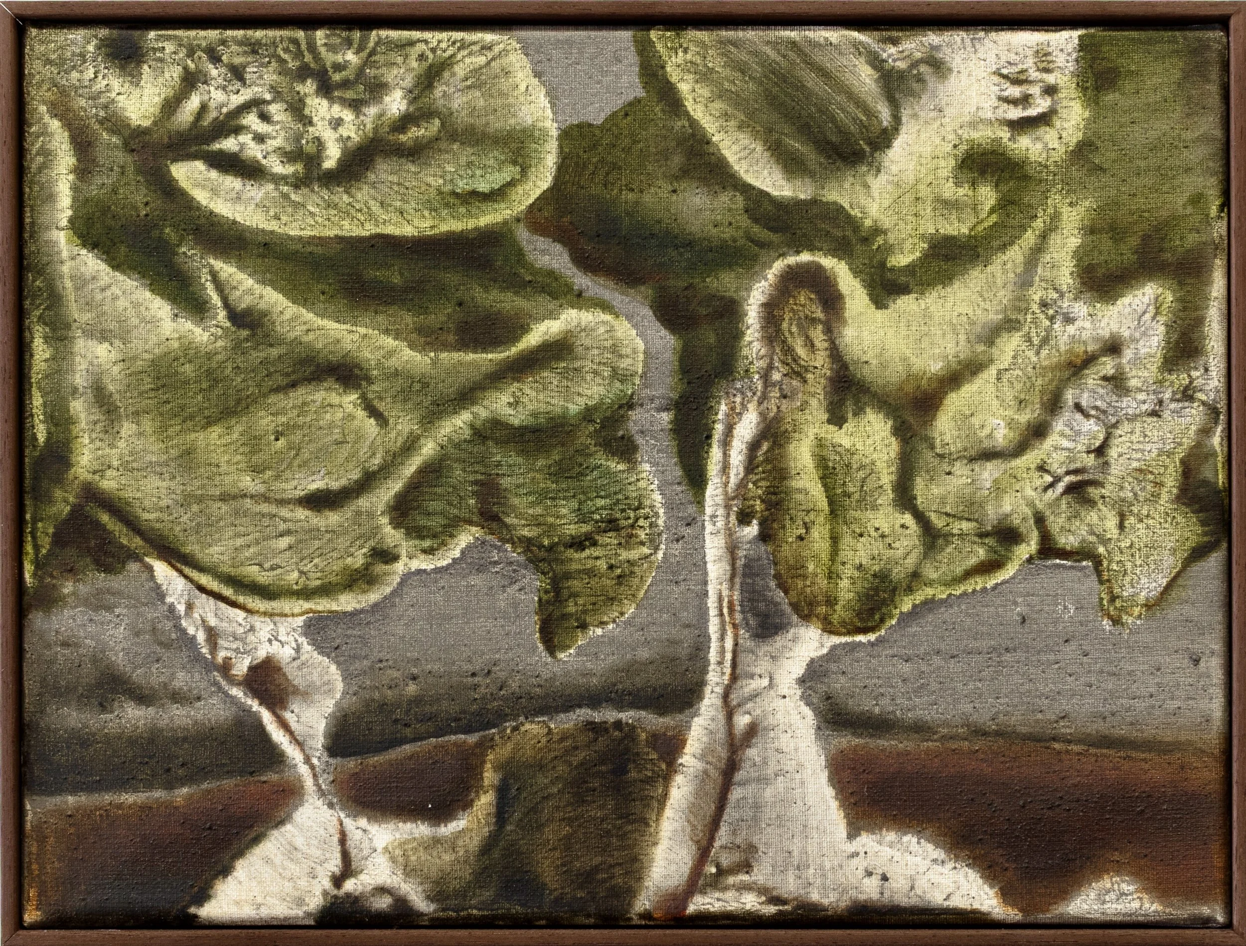 "Landscape of my Chest IV"
Pigments, ashes, oil, oil stick on linen
30x40cm - framed 