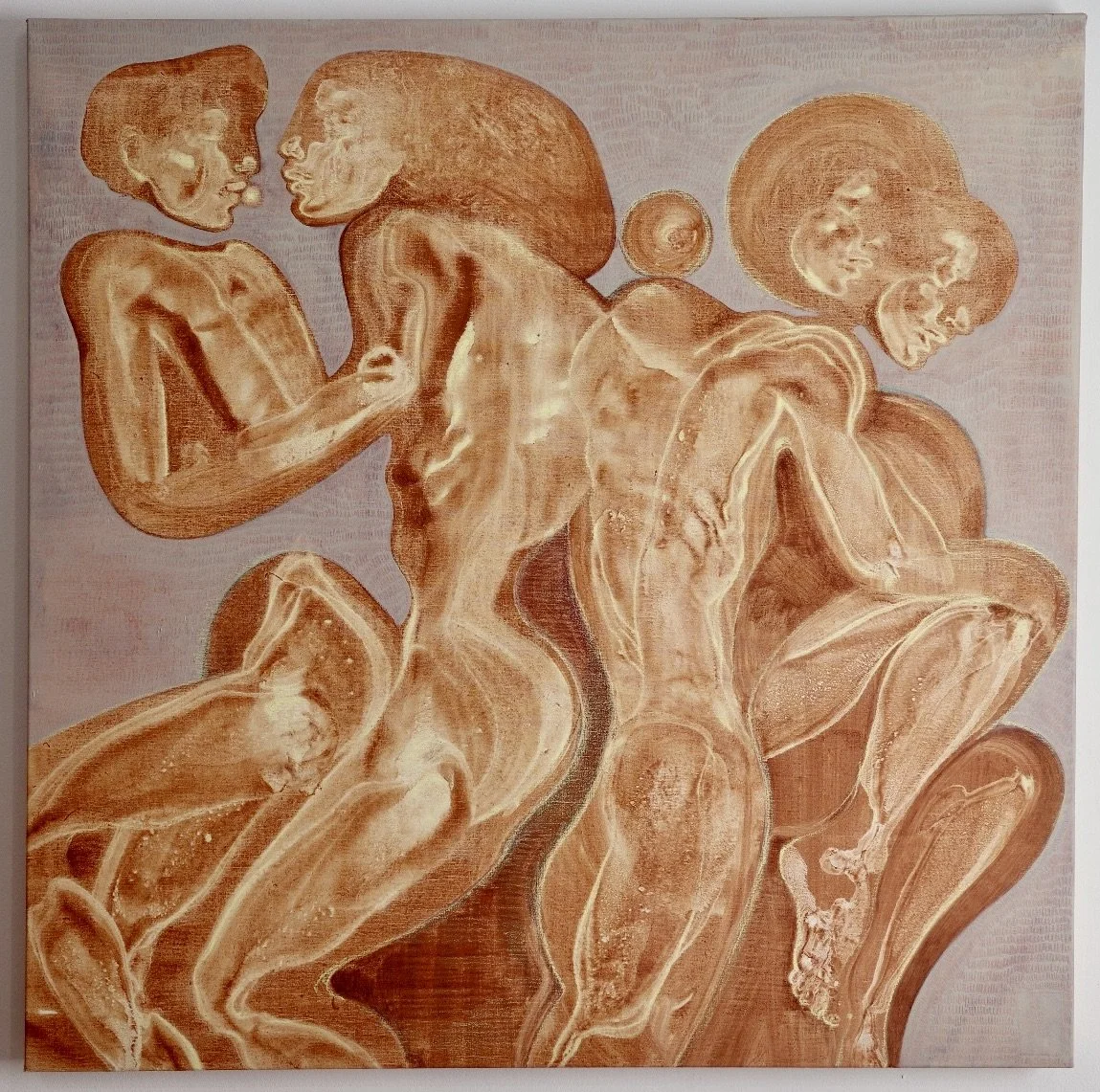 ‘Sleep revolution’ - ‘Slaapwenteling’
140*140cm
Pigments, oil, oil stick on canvas
2025