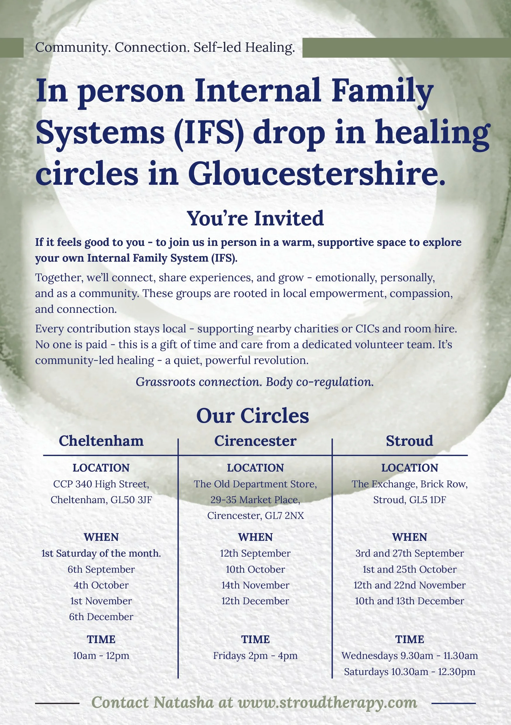 Exciting News - Introducing new IFS Drop In Healing Circles: Cheltenham and Cirencester!