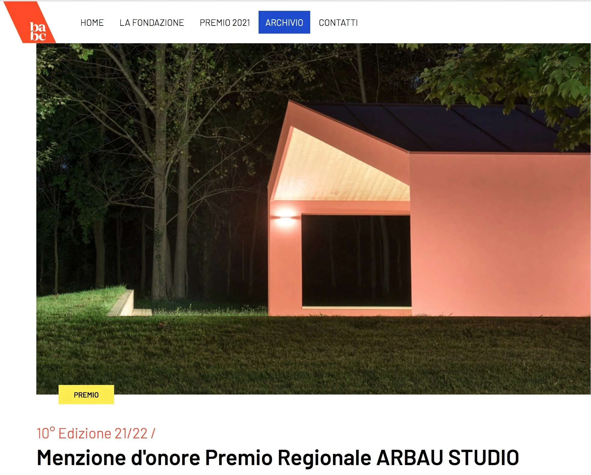  Titolo dell’opera: Centro Soranzo - Nuovi spazi terapeutici Studio: ARBAU STUDIO Località: Venezia    Motivazione della Giuria   Quando l’architettura tiene insieme cura e qualità dello spazio. Un esempio di trasformazione e rigenerazione, con ris