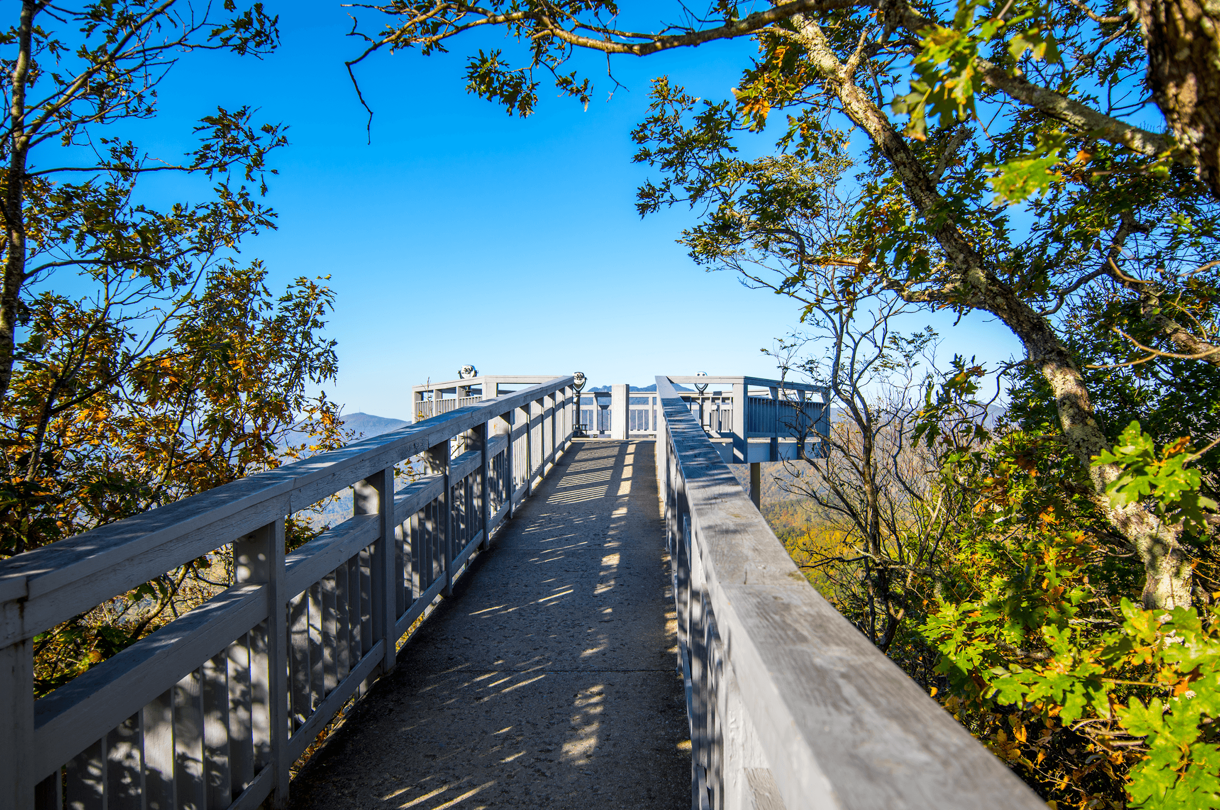 The Observation Tower extends out from the cliff.