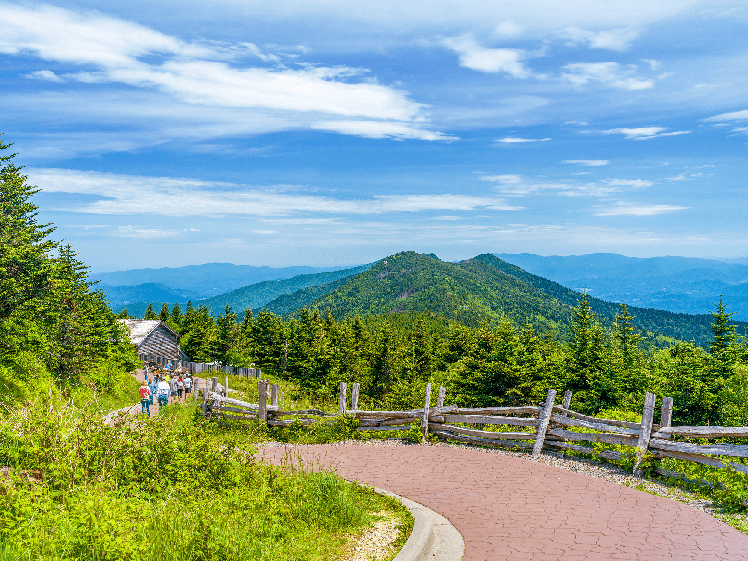 The trail from the parking lot to the observation tower at the summit is paved and easy to walk.