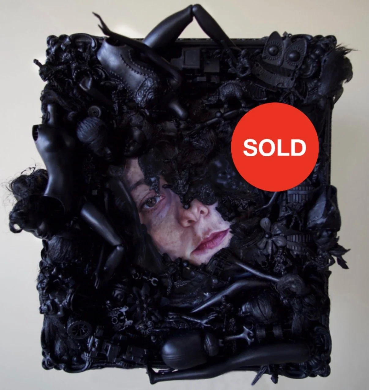 Doll Face
14 x 12 inches
oil, acrylic, resin on glass with applied toys
$3,000