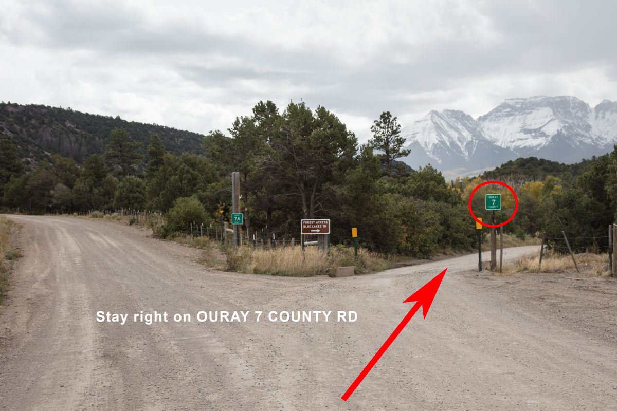 Stay right on Ouray 7 County Rd