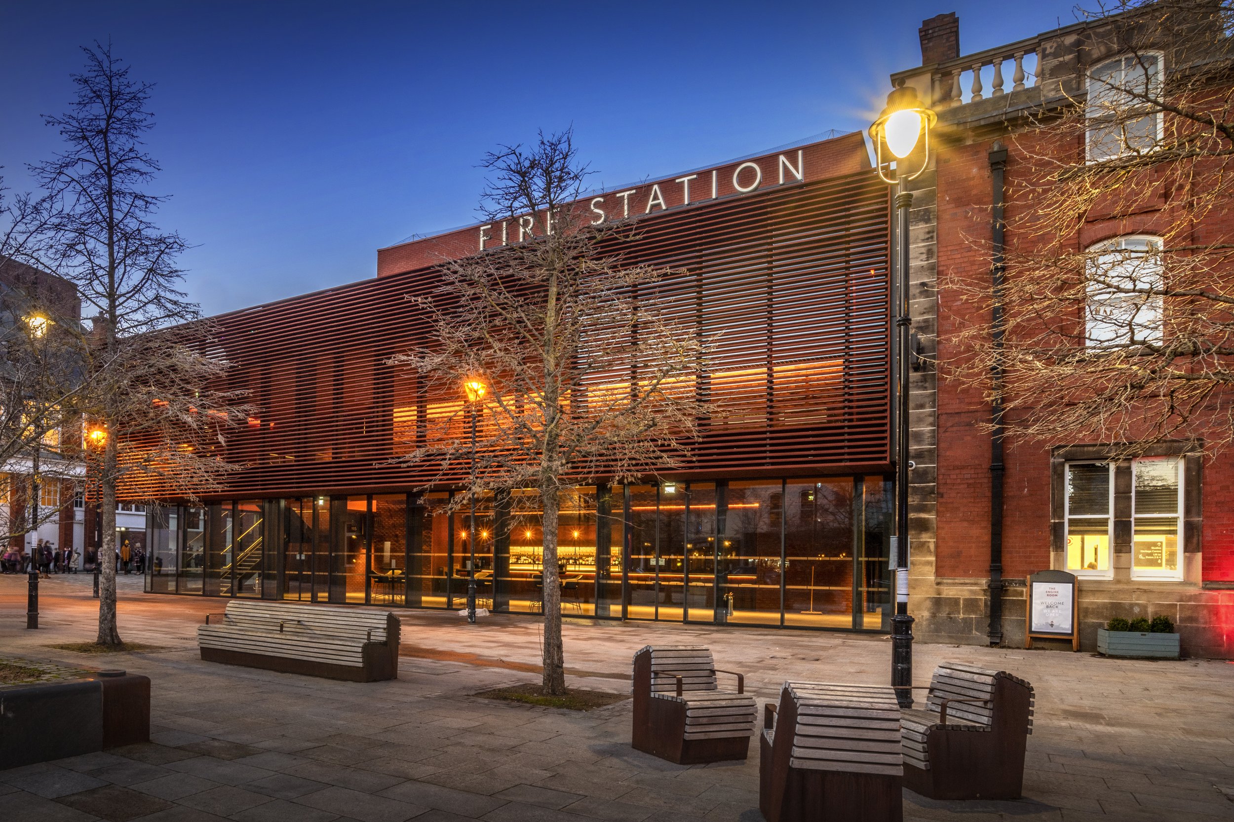 3. Fire Station Auditorium exterior dusk - David Allan.jpeg