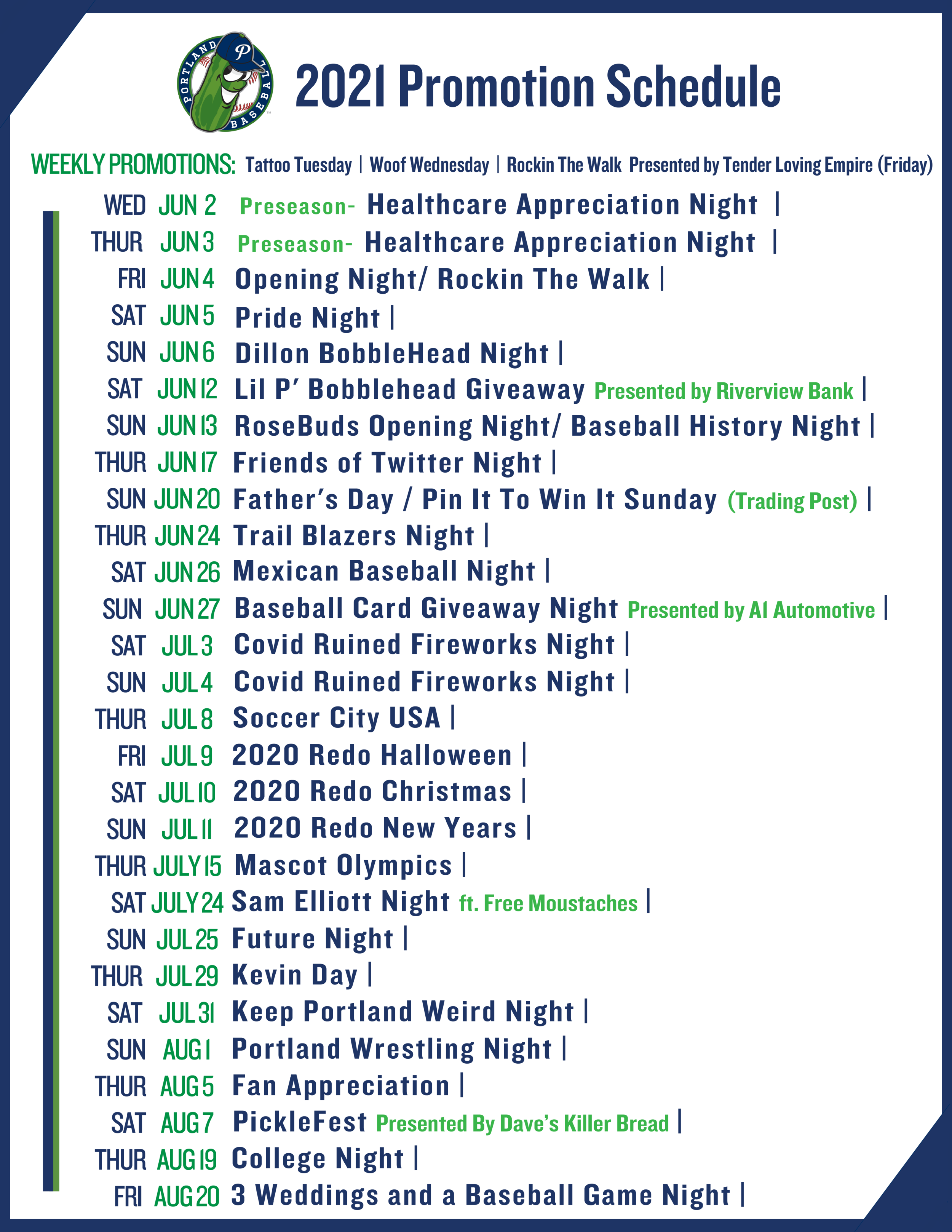 Pickles Announce 2021 Promo Schedule PORTLAND PICKLES pickles-announce-2021-promo-schedule-portland-pickles