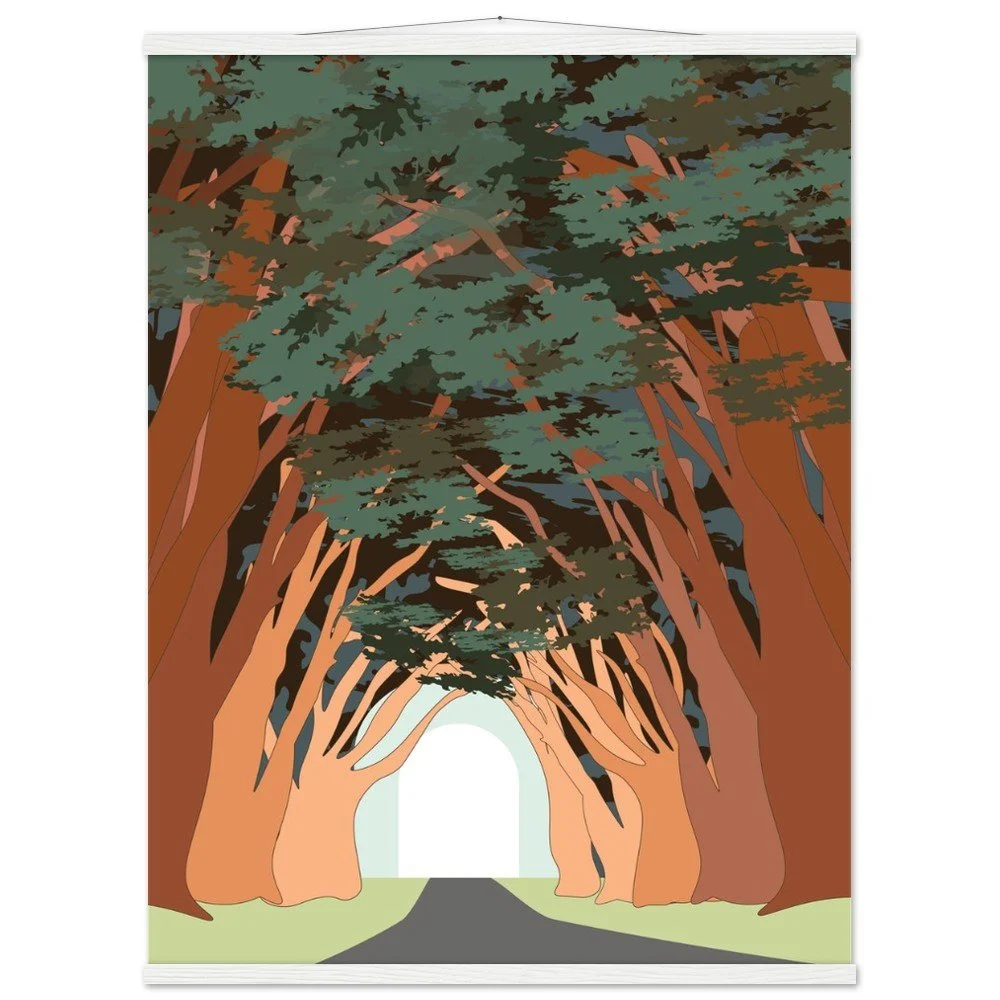 Point Reyes Cyprus Tree Tunnel Print with Wooden Hanger