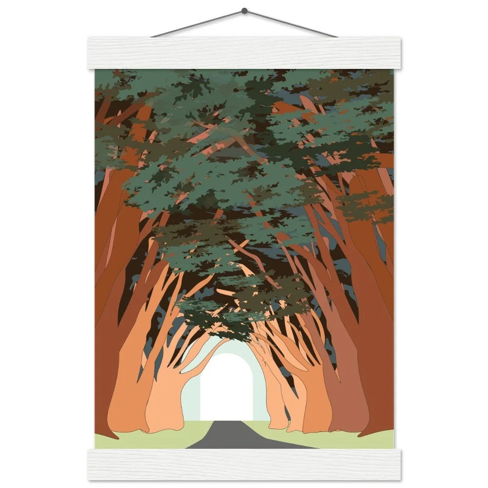 Point Reyes Cyprus Tree Tunnel Print with Wooden Hanger