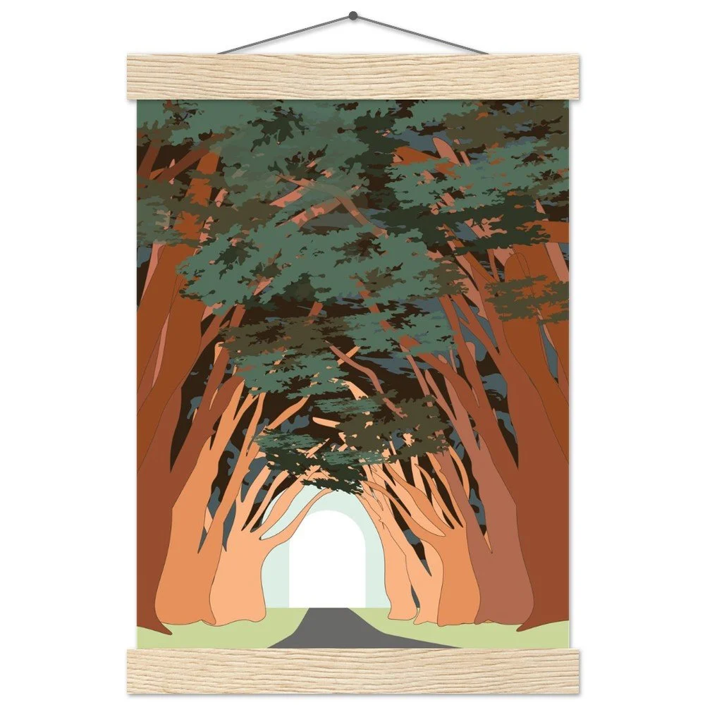 Point Reyes Cyprus Tree Tunnel Print with Wooden Hanger
