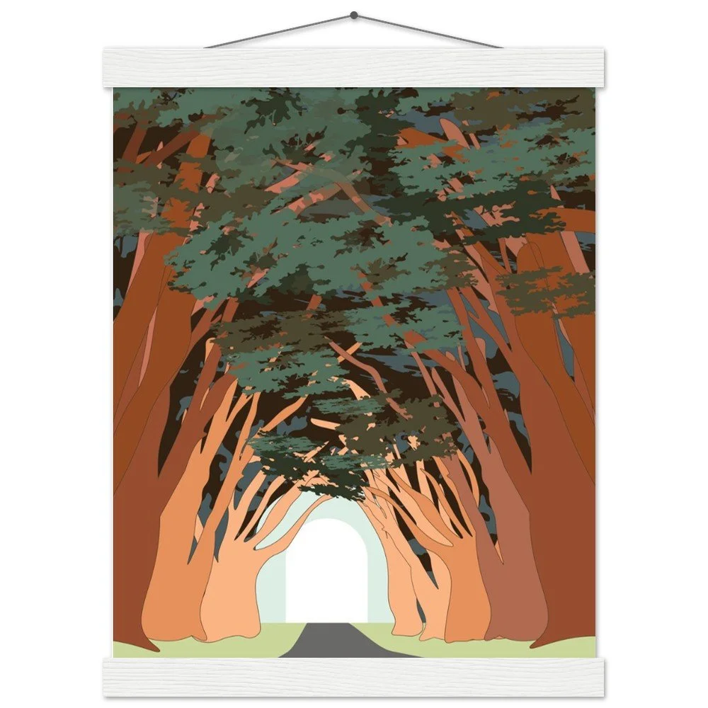 Point Reyes Cyprus Tree Tunnel Print with Wooden Hanger