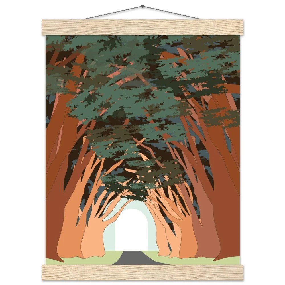 Point Reyes Cyprus Tree Tunnel Print with Wooden Hanger