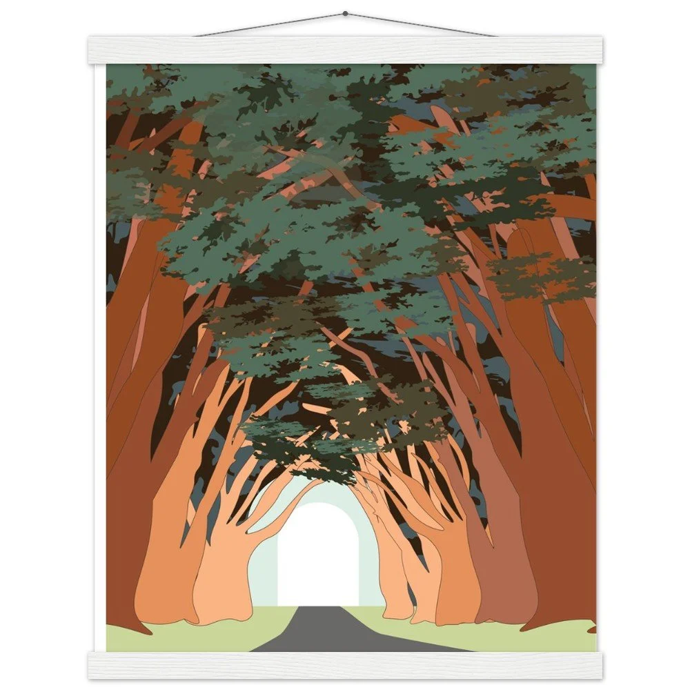 Point Reyes Cyprus Tree Tunnel Print with Wooden Hanger