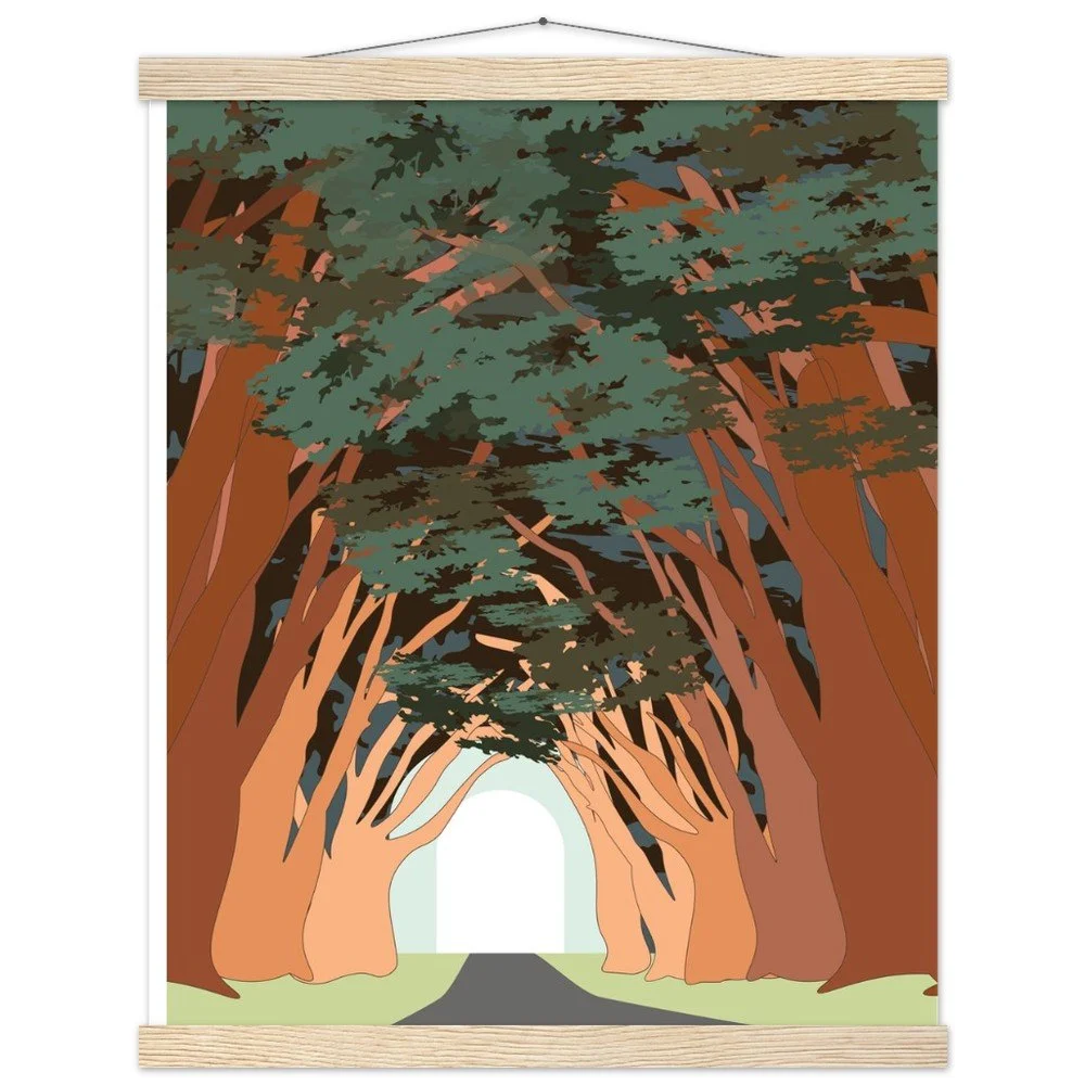 Point Reyes Cyprus Tree Tunnel Print with Wooden Hanger