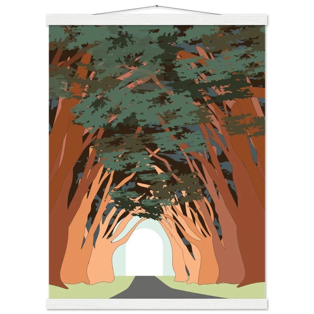 Point Reyes Cyprus Tree Tunnel Print with Wooden Hanger