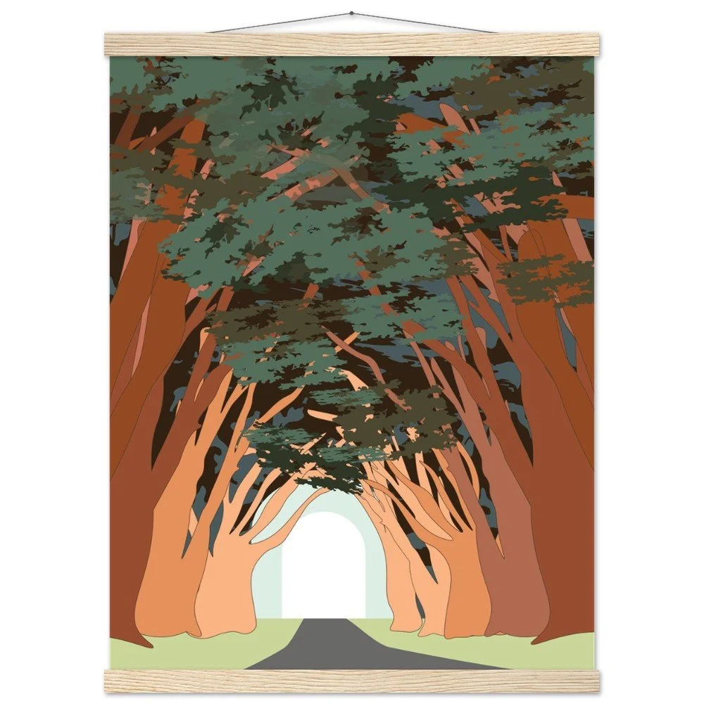Point Reyes Cyprus Tree Tunnel Print with Wooden Hanger