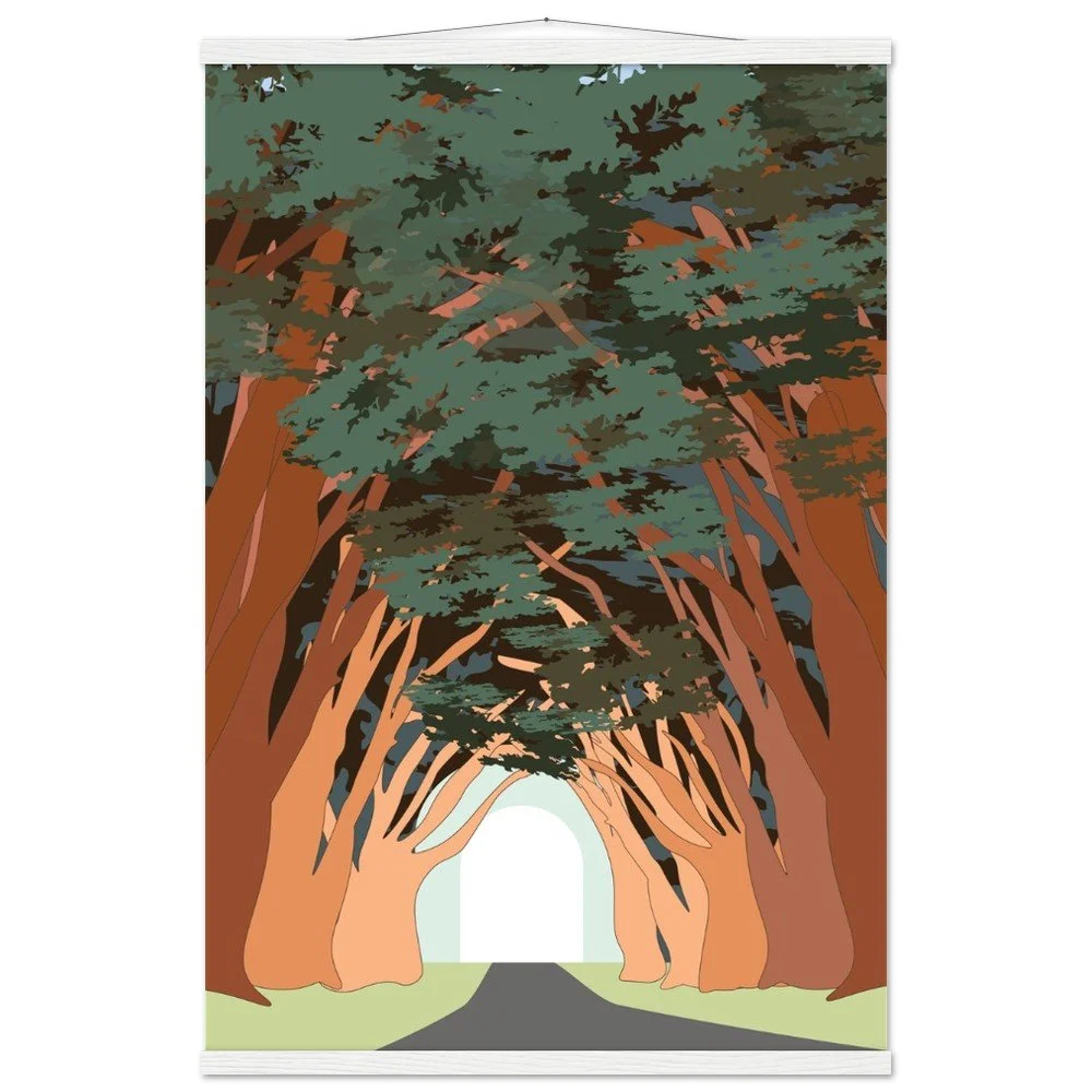 Point Reyes Cyprus Tree Tunnel Print with Wooden Hanger