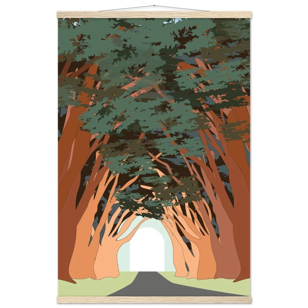 Point Reyes Cyprus Tree Tunnel Print with Wooden Hanger