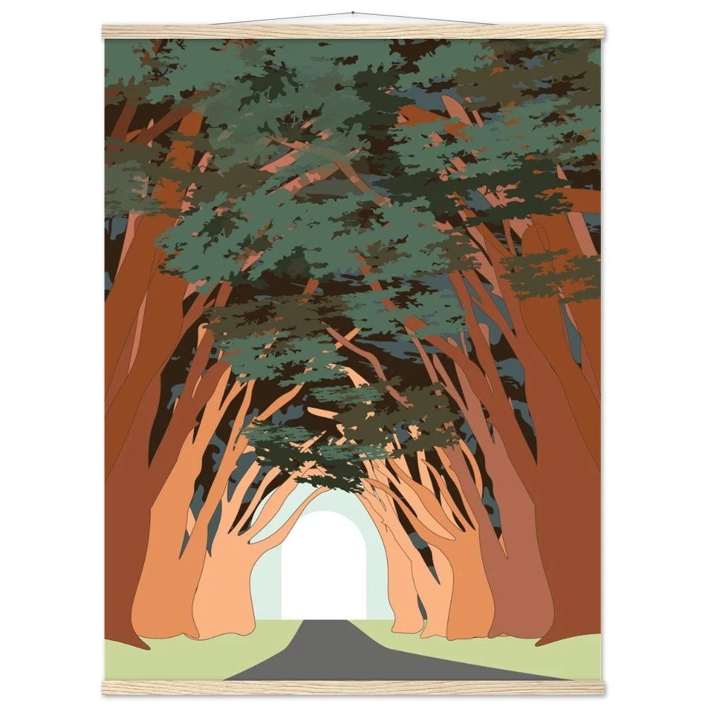 Point Reyes Cyprus Tree Tunnel Print with Wooden Hanger